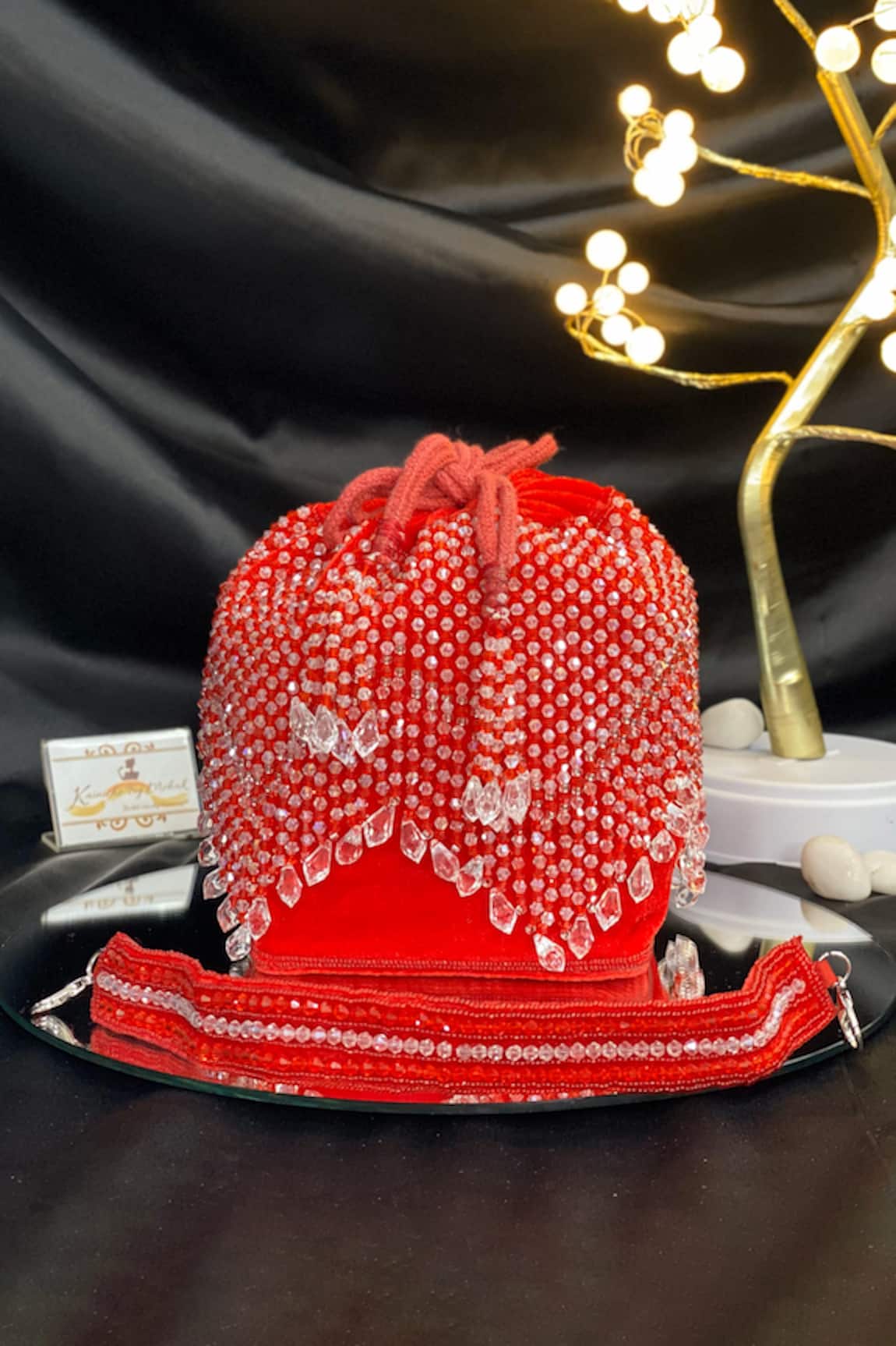 Kainiche by Mehak Red Velvet Designer Heart Handbag 