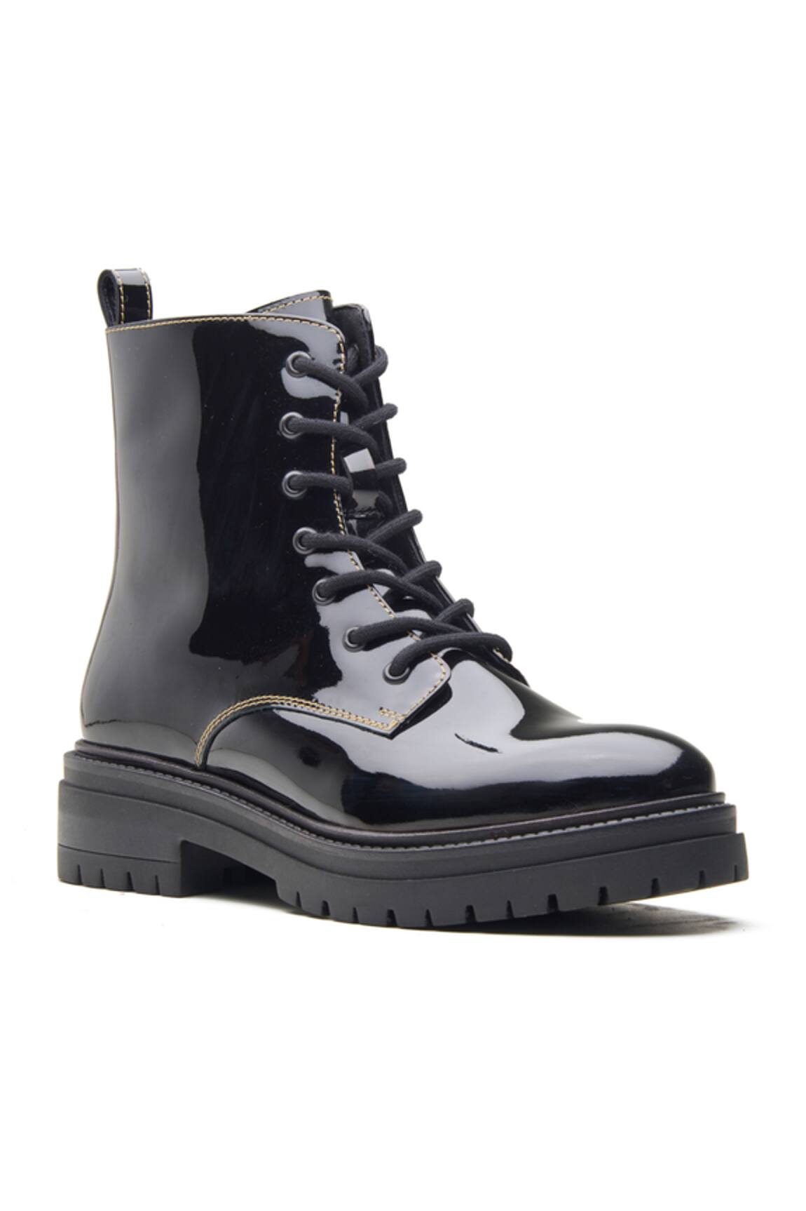 Dang Shoes Black Grunge Patent Leather Boots