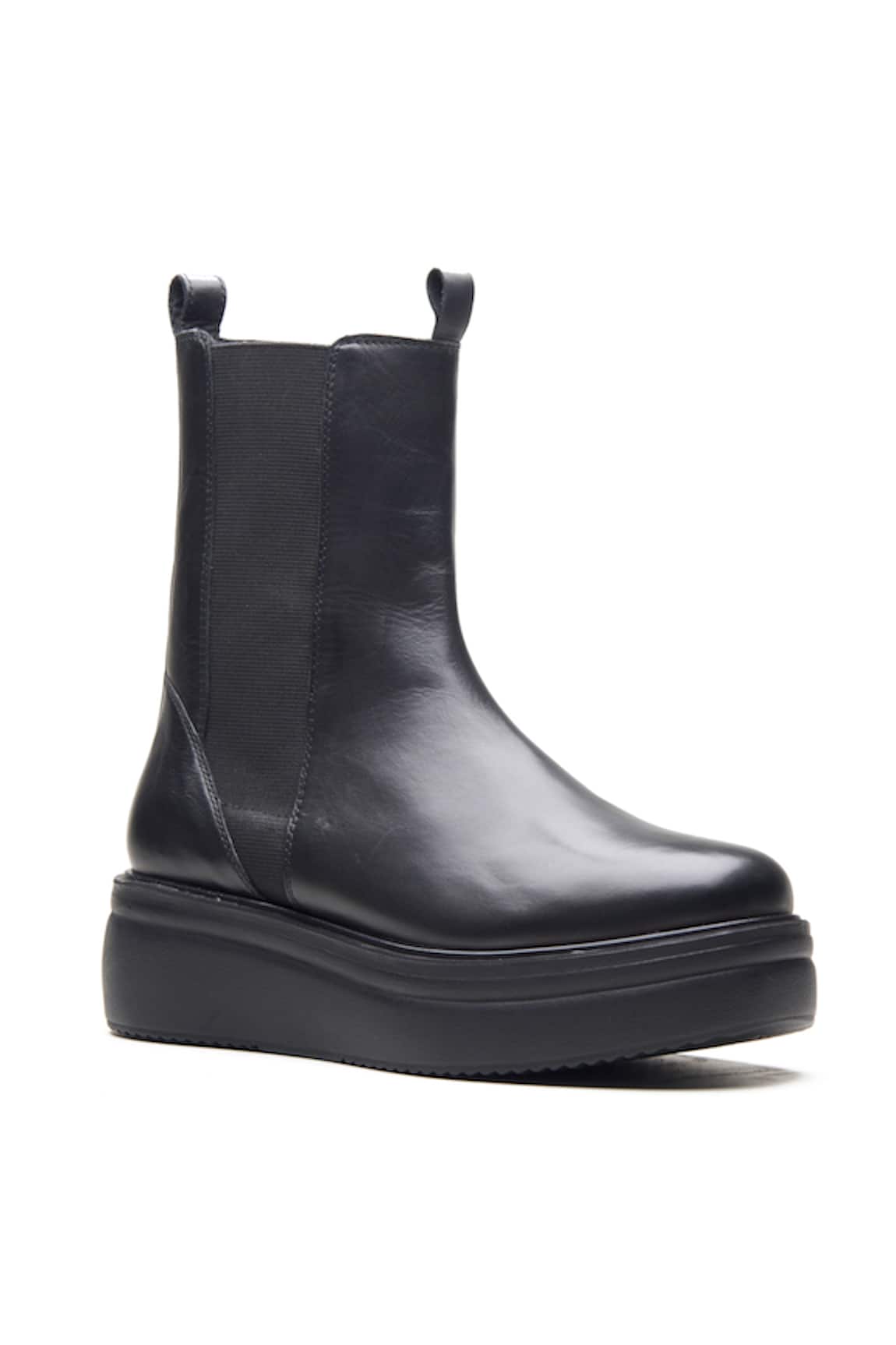 Dang Shoes Black Genuine Nappa Leather Chunky Boots 