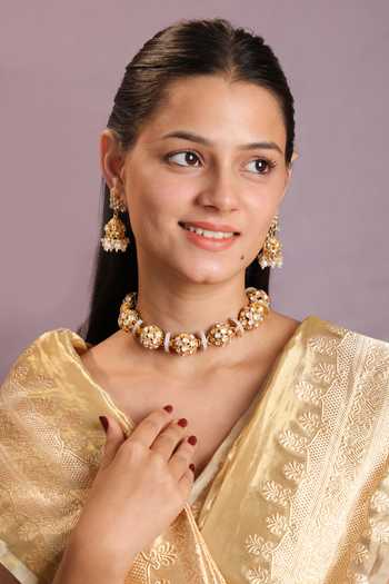 Riana Jewellery Emerald & Moissanite Stone Choker Set 