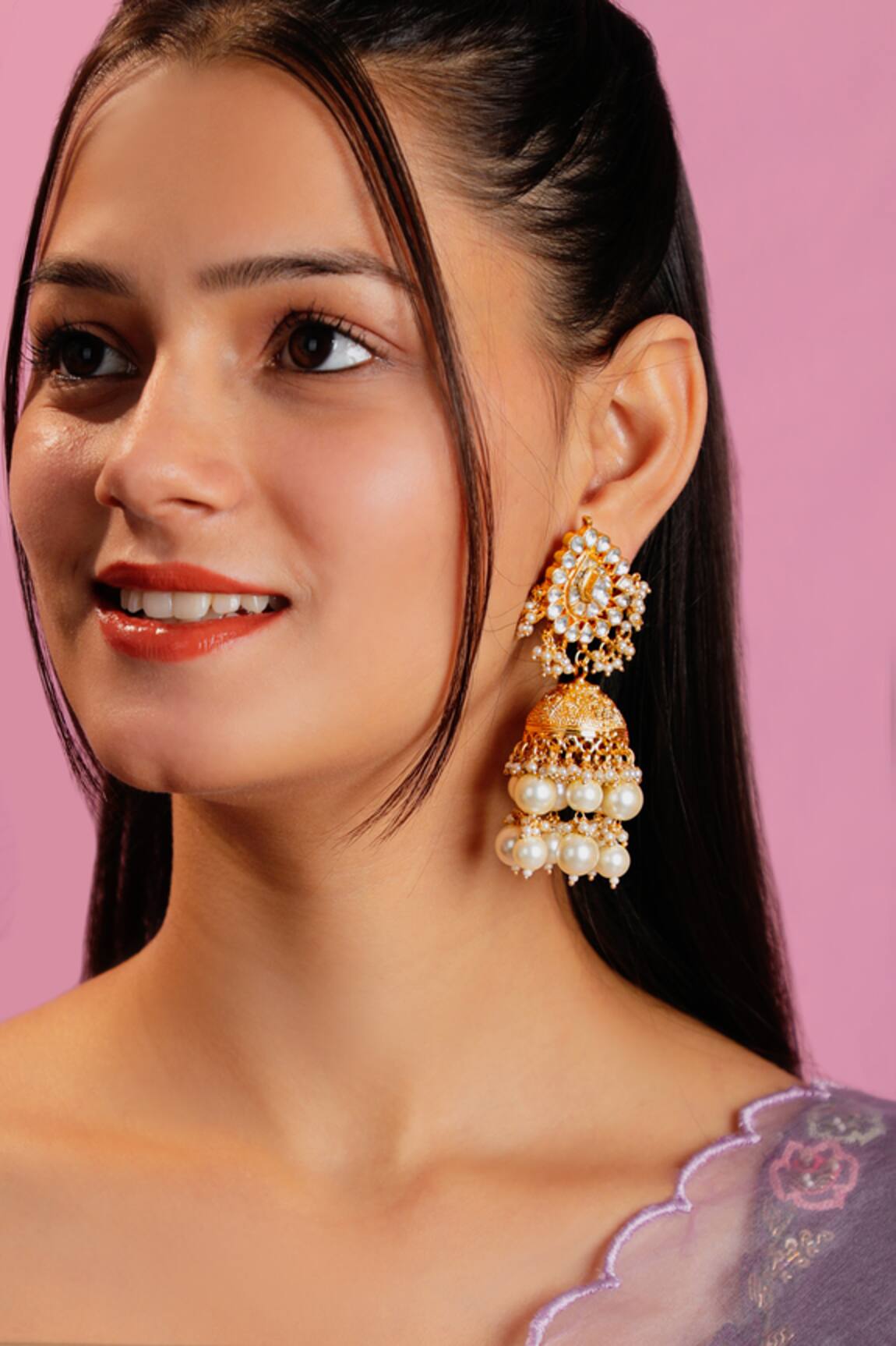 Riana Jewellery Matte Gold Plated Drop Jhumkas 