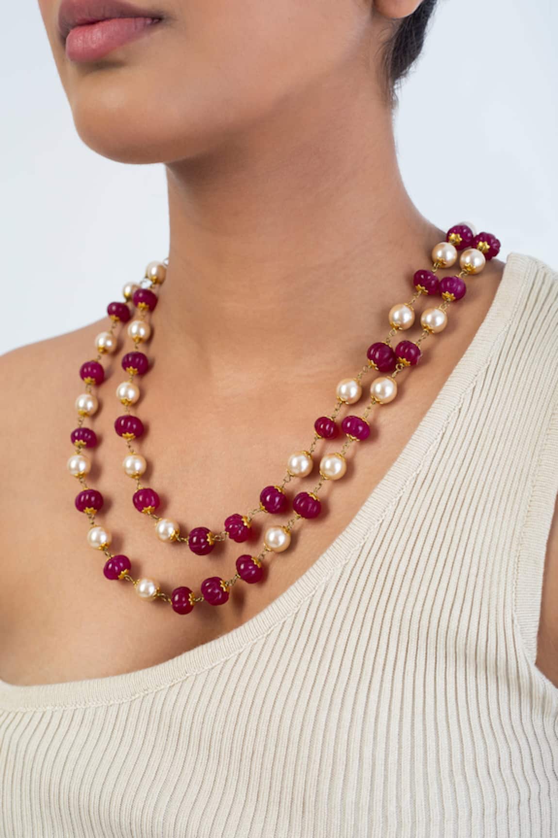 Zevar King Multi Color Pearl & Bead Mala Necklace 