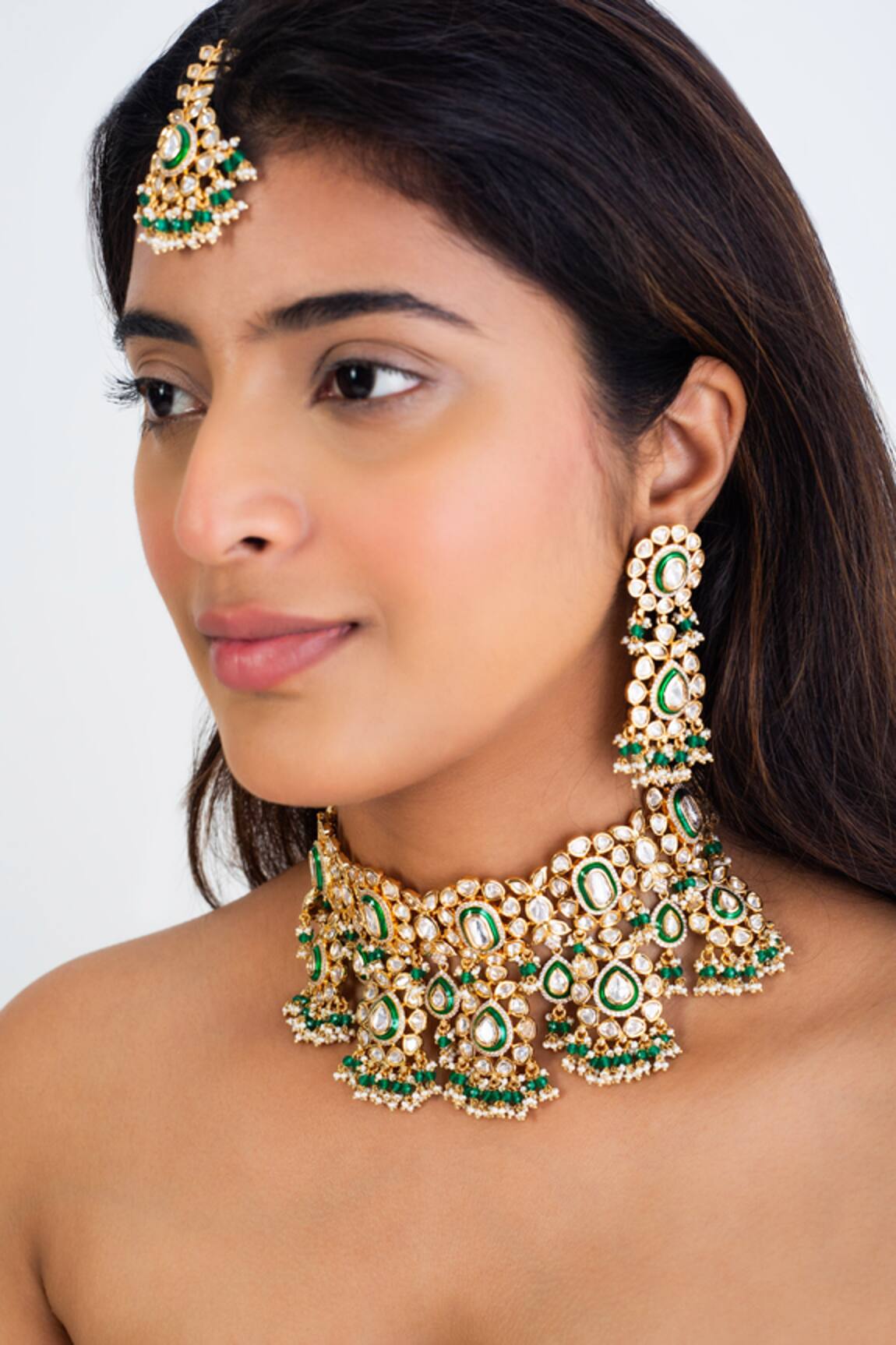 Zevar King Polki Kundan & Pearl Choker Set 