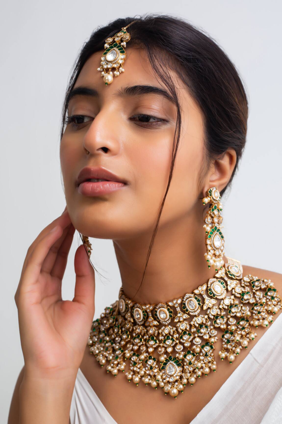 Zevar King Crest Kundan Vine Necklace Set 