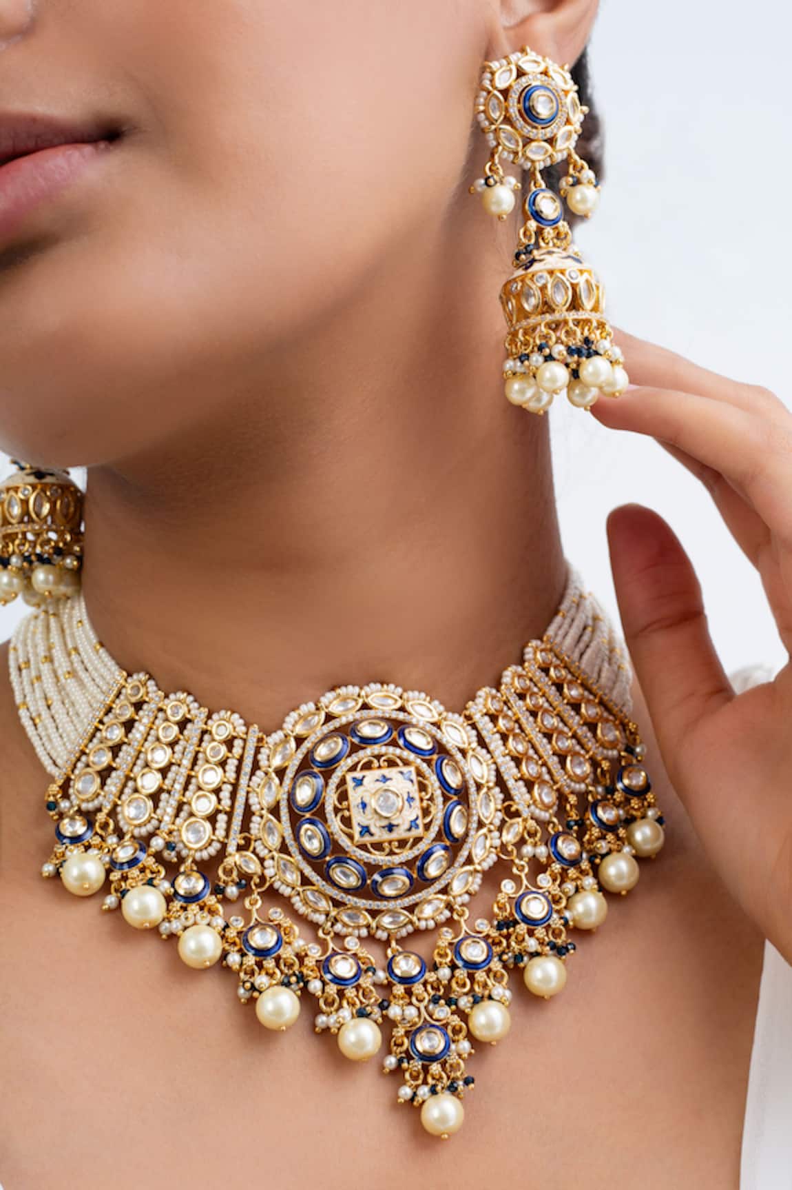 Zevar King Gold Plated Floral Choker Set 