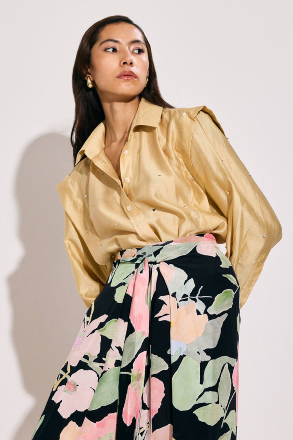 TWINKLE HANSPAL Beige Sequin Embellished Shirt 