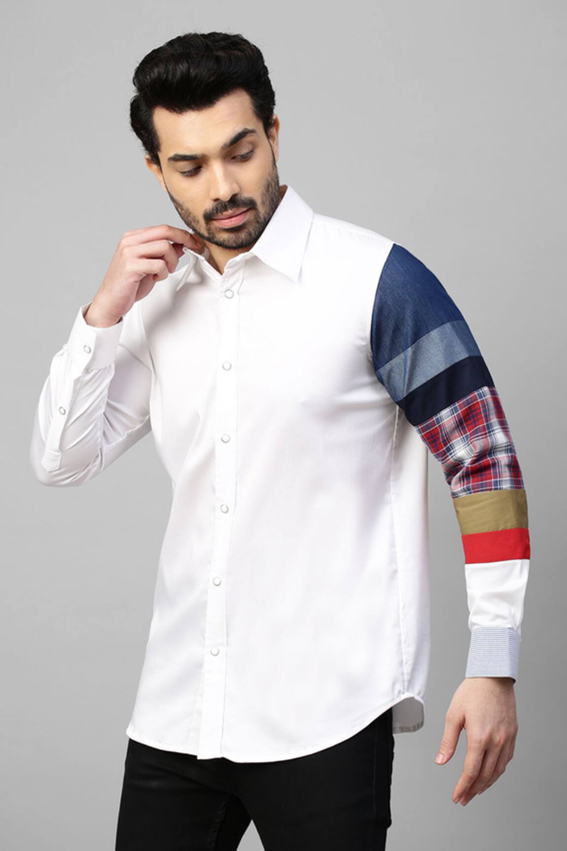Echke Patchwork Sleeve Shirt 