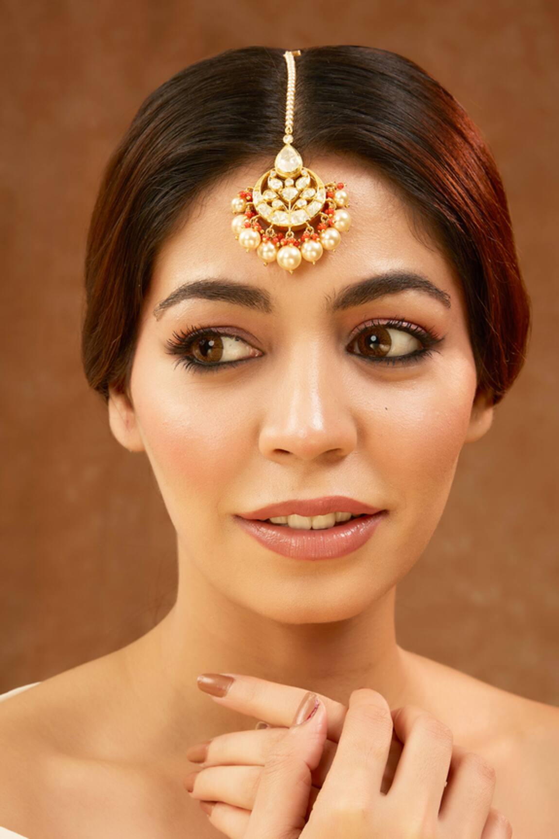Karisa Designs Moissanite Polki Embellished Maangtikka 