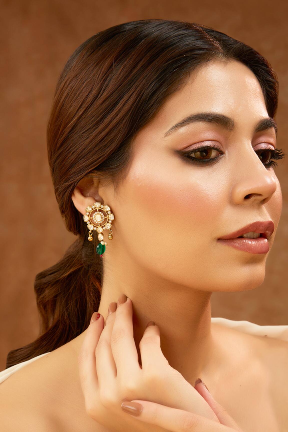 Karisa Designs Moissanite Polki Designer Earrings 