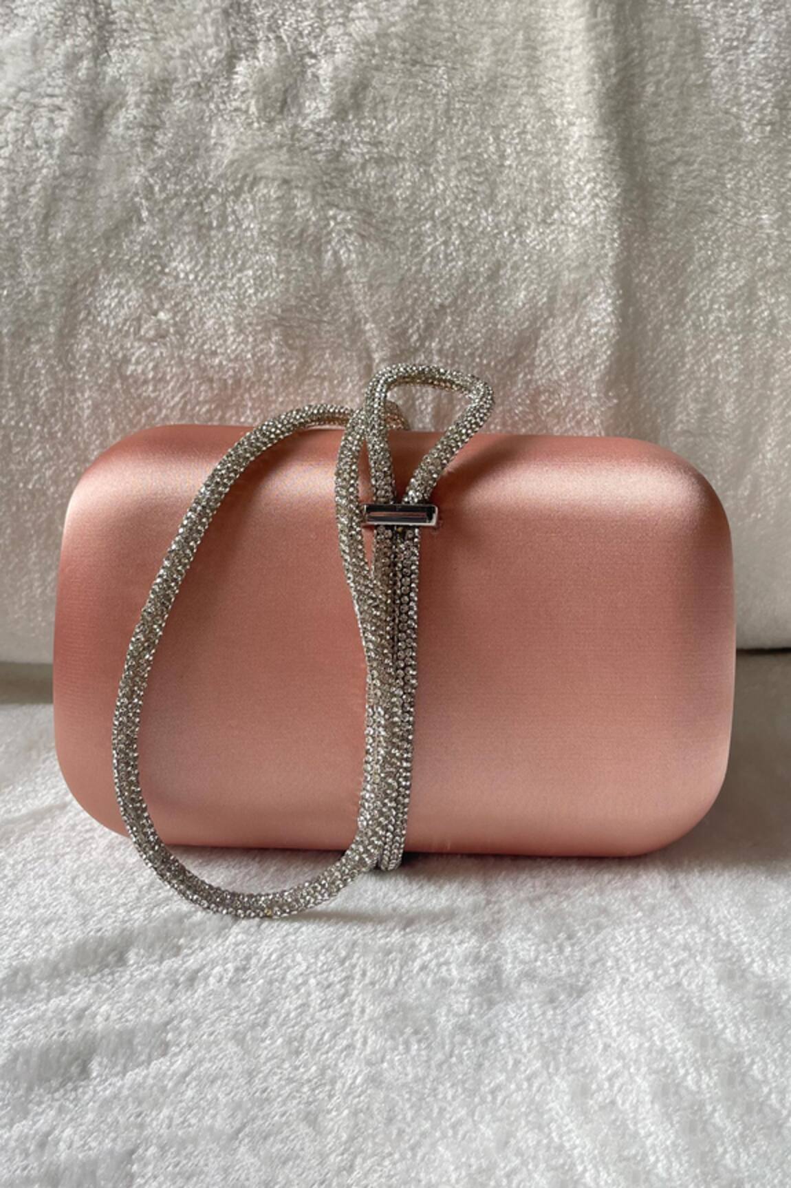 Kreivo By Vamanshi Damania Gold Satin Beaded Handle Clutch 