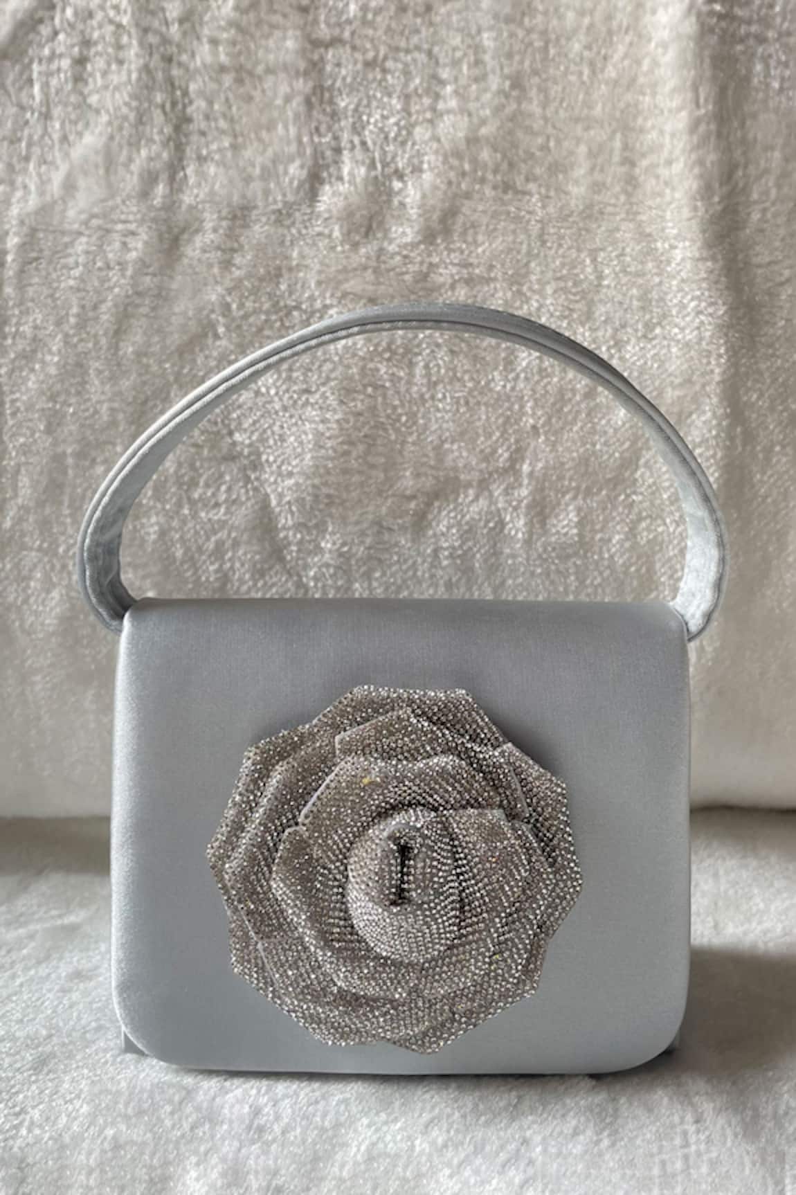 Kreivo By Vamanshi Damania Silver Stone Embellished Mini Bucket Bag 