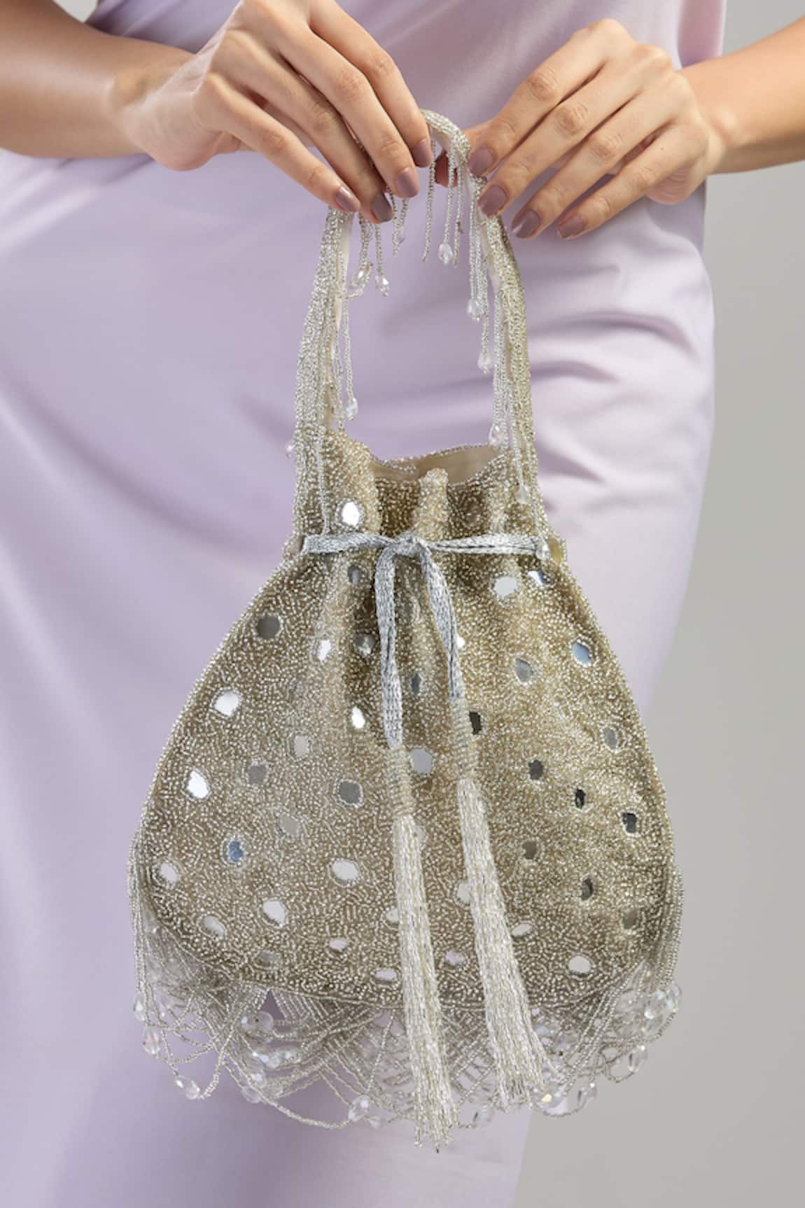 Tasna Cutdana Mirror Embellished Potli Bag 