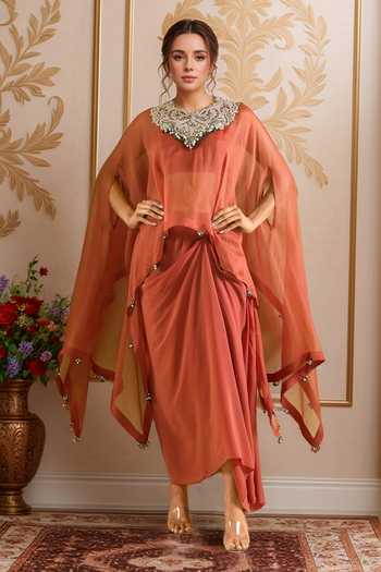 Prisho Embellished A-Line Kaftan & Draped Skirt 