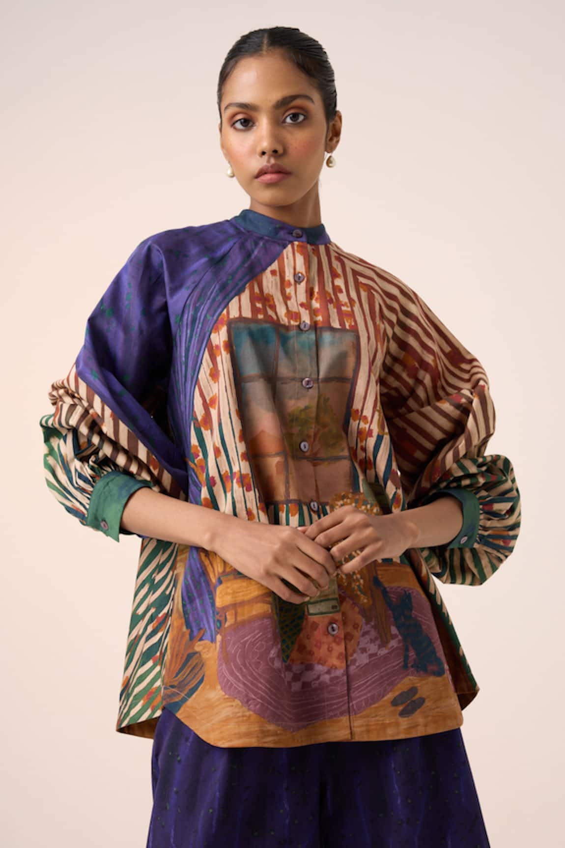 Cord Multicolor Home Alone Print A-Line Shirt