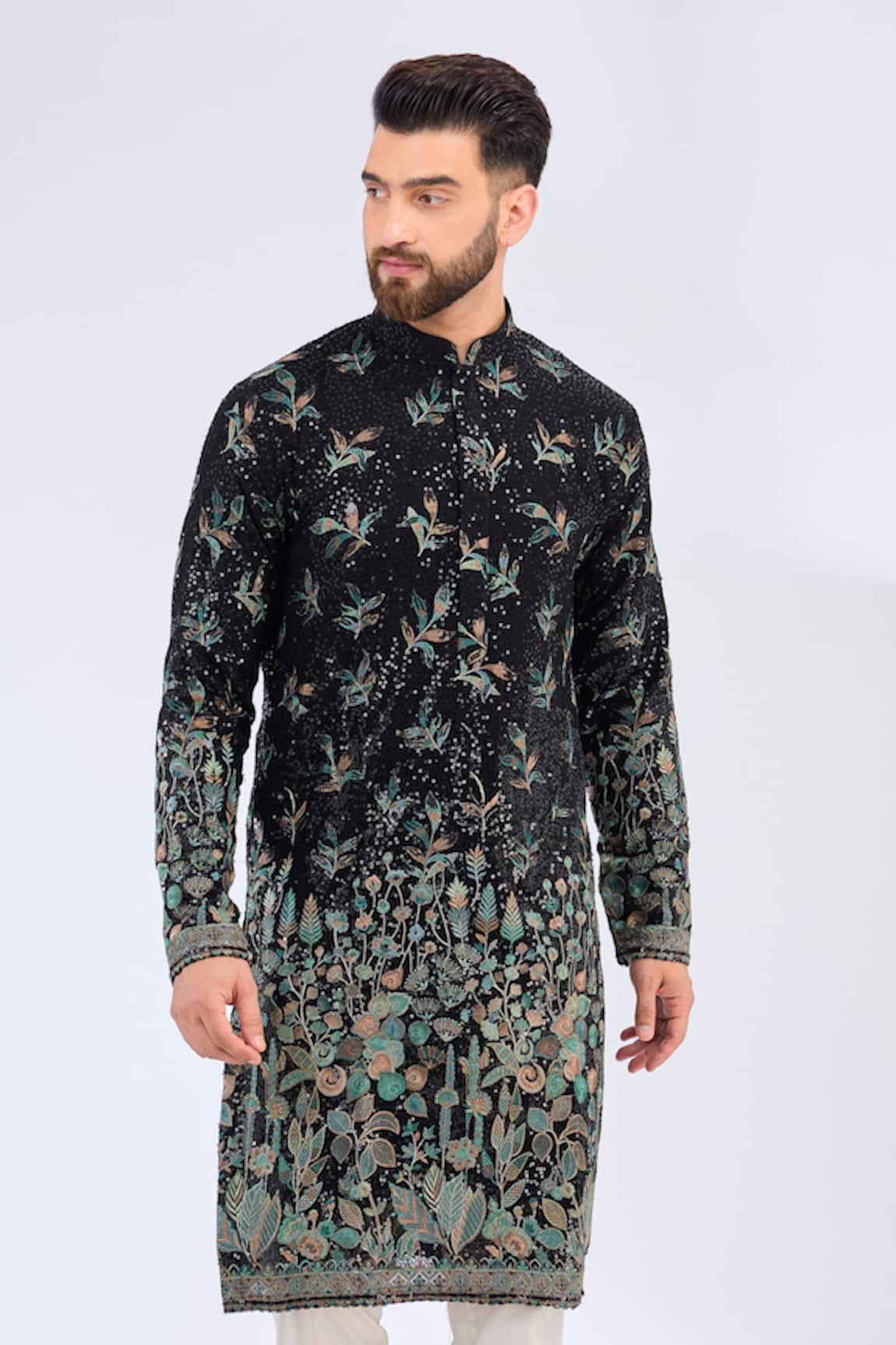 Kasbah Floral Thread Embroidered Kurta 