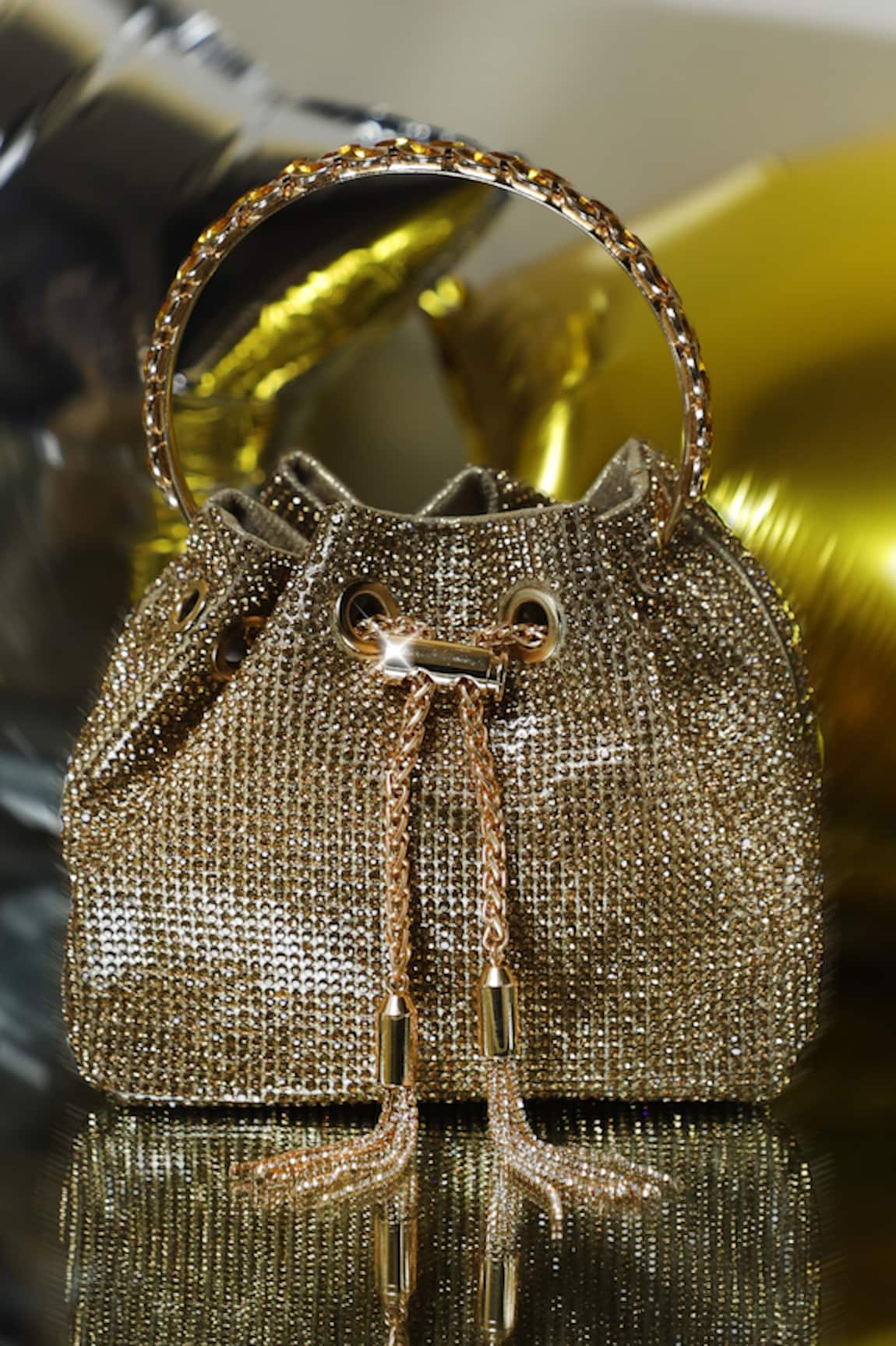 Be Chic Crystal Embellished Gold Potli 