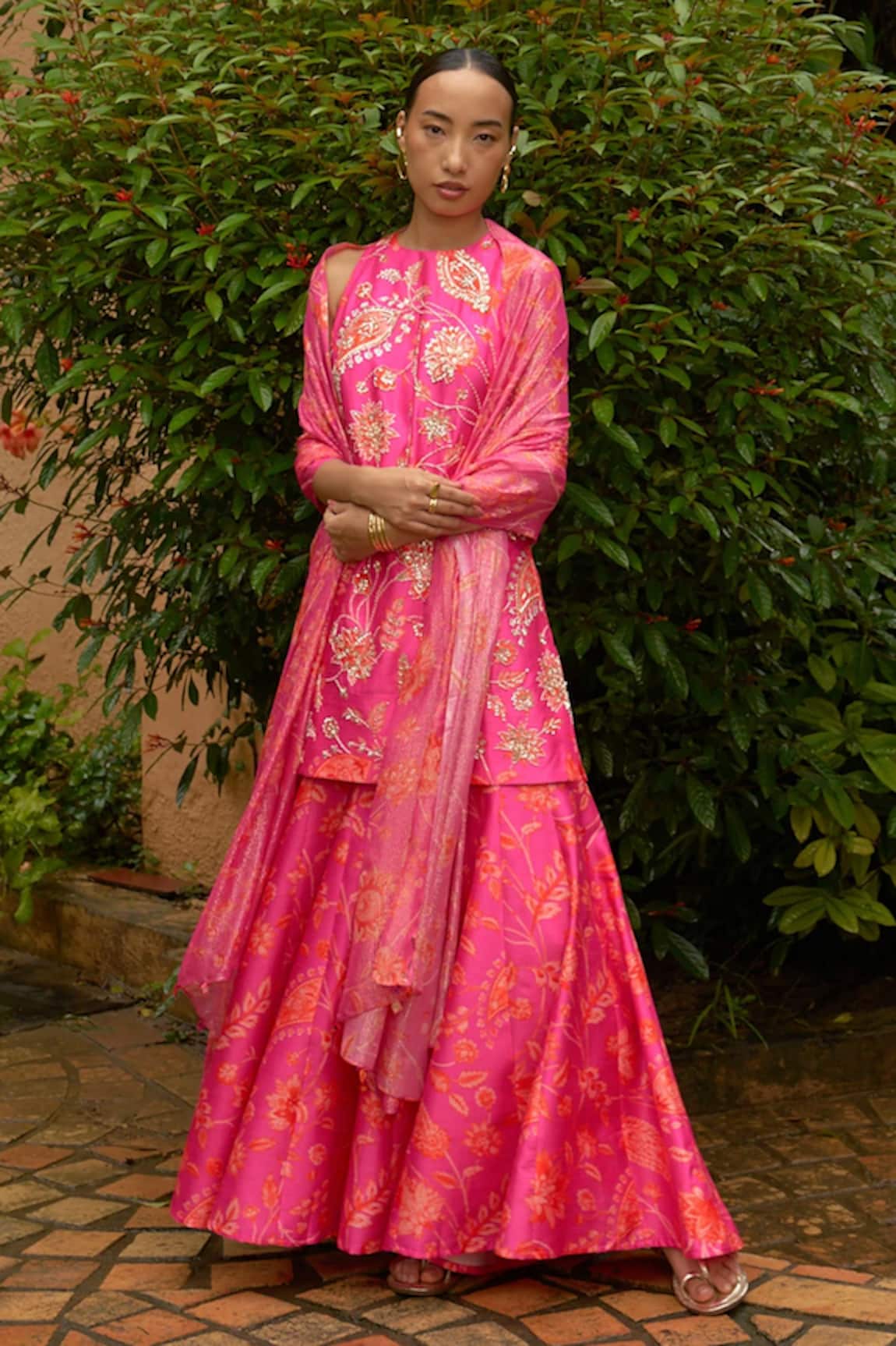 Archana Shah Paisley Print Embroidered Kurta & Sharara Set