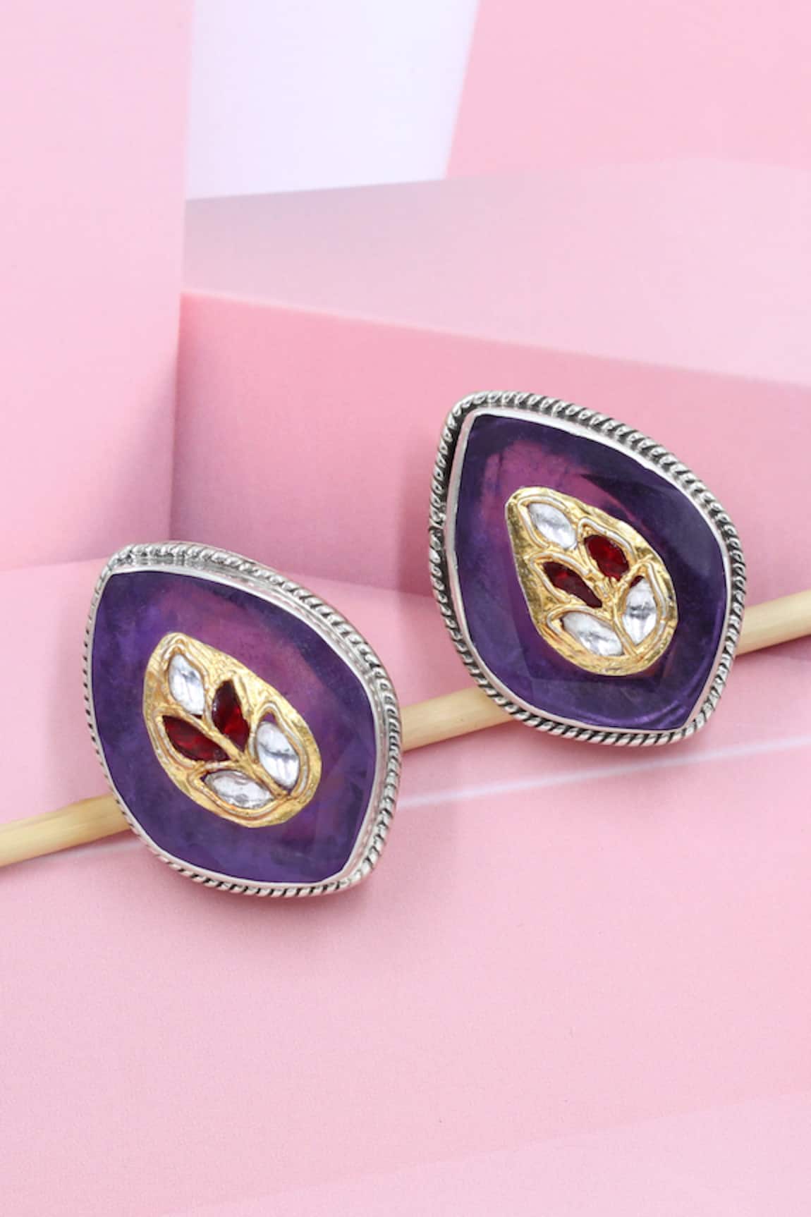 Sangeeta Boochra Hydro Embellished Leaflet Studs 