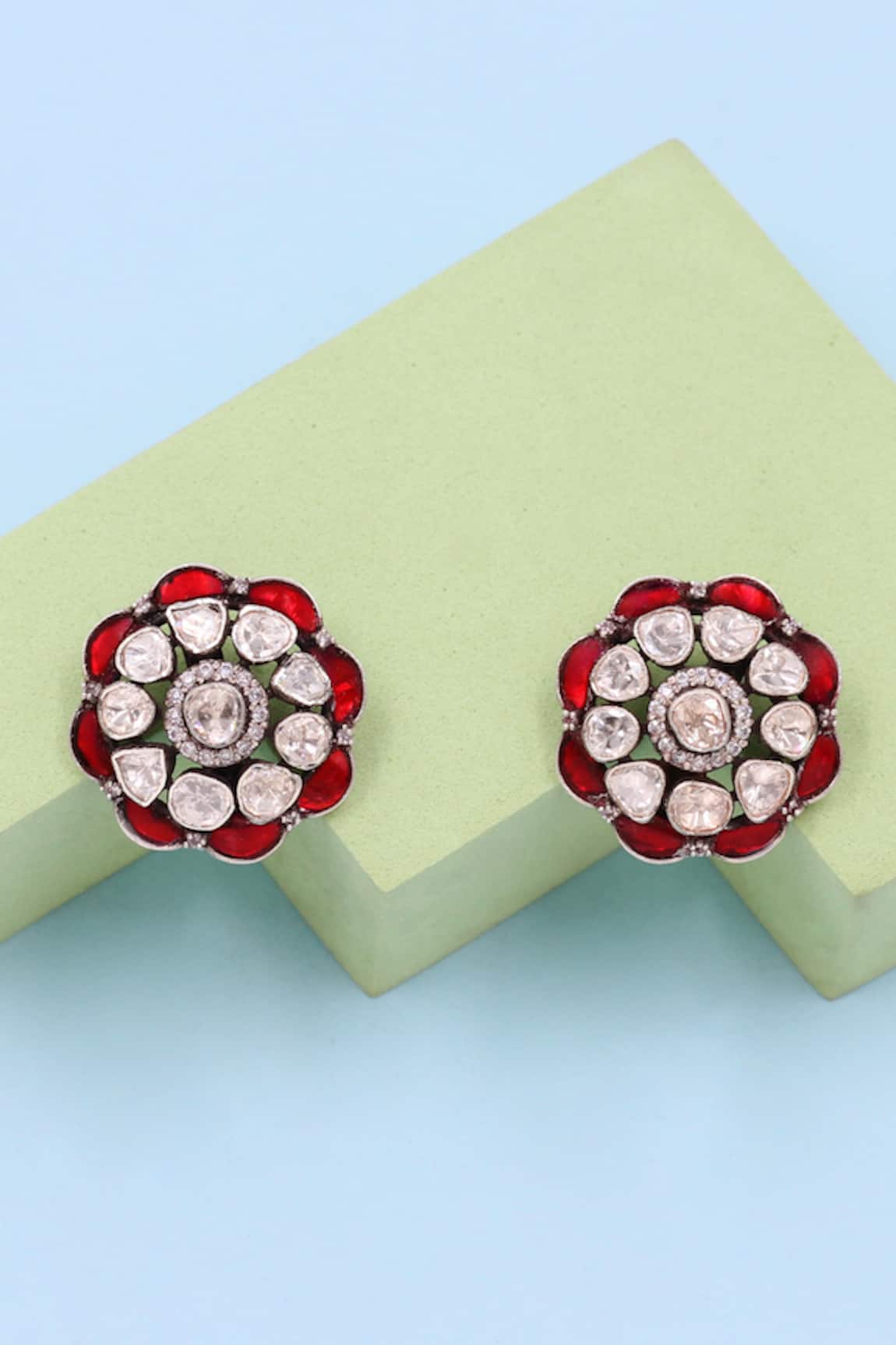 Sangeeta Boochra Florin Studs with Moissanite Embellishments 