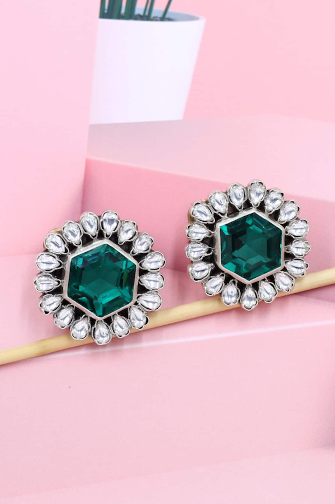 Sangeeta Boochra Silver Hydro Bloom Studs 