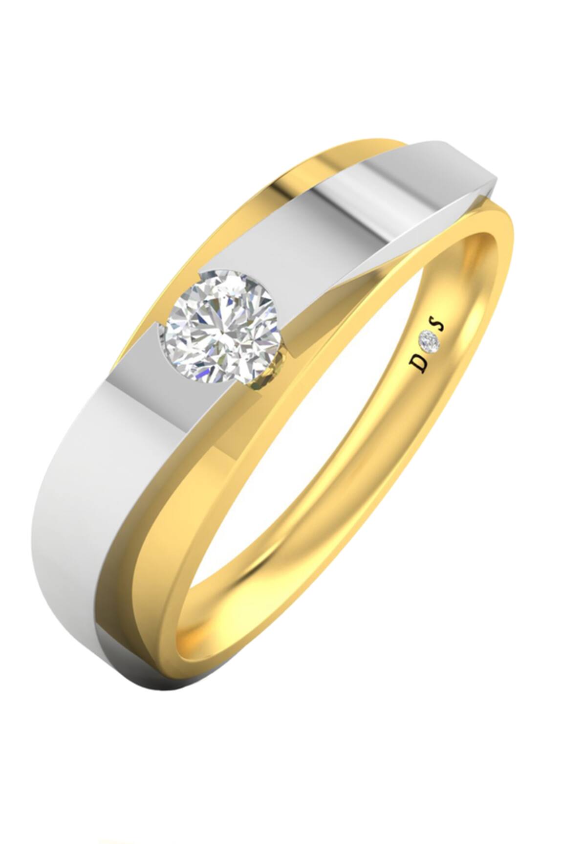 Divine Solitaires 18kt Gold Solitaire Dual Tone Band Ring 