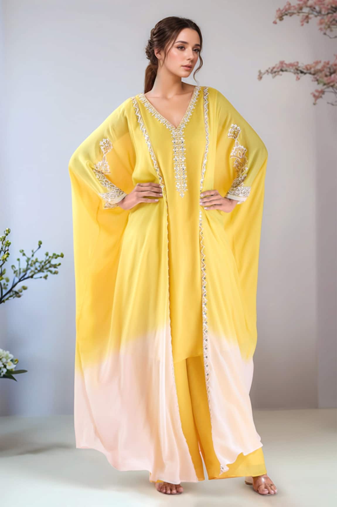 Samyukta Singhania Geometric Hand Embroidered Tunic With Palazzo 