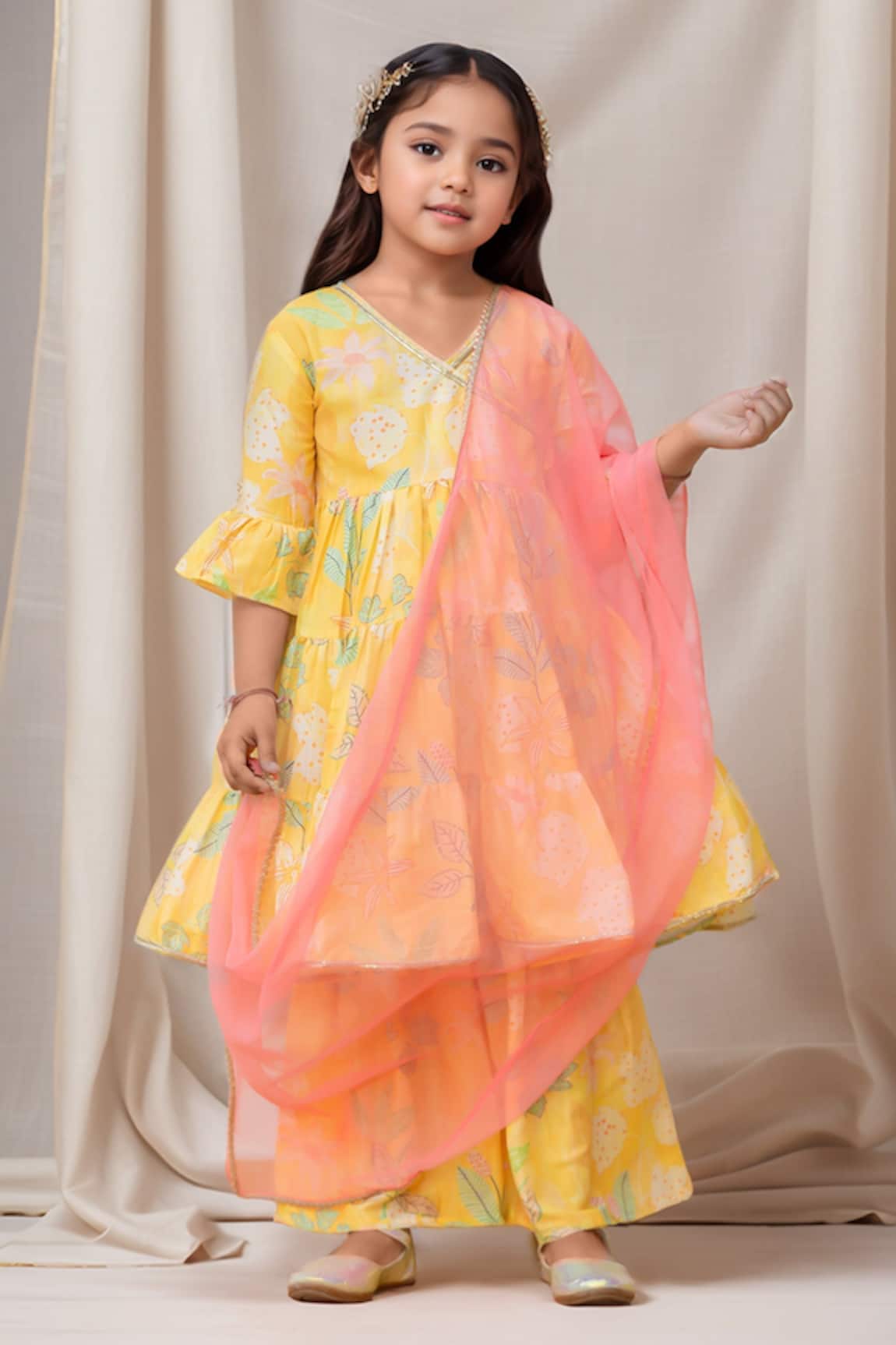 Petite Pomme Floral Printed Angarkha & Sharara Set