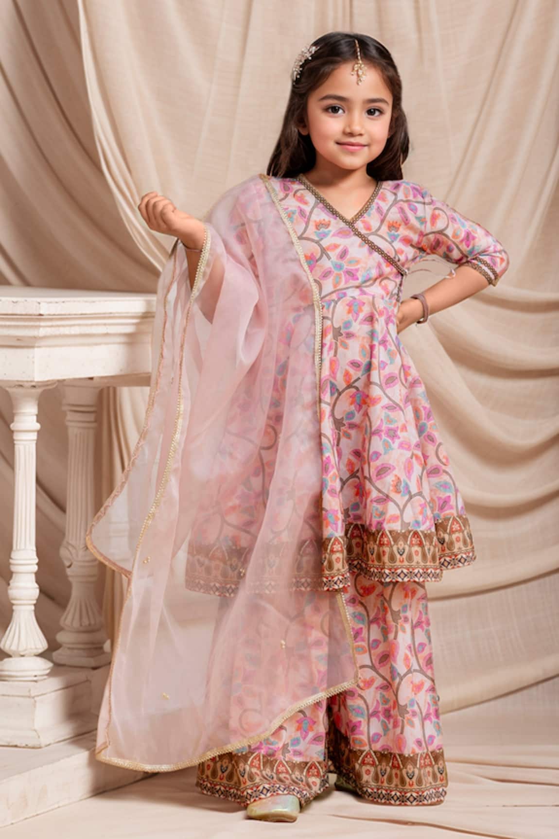 Samyukta Singhania Floral Embroidered Angarkha & Sharara Set 
