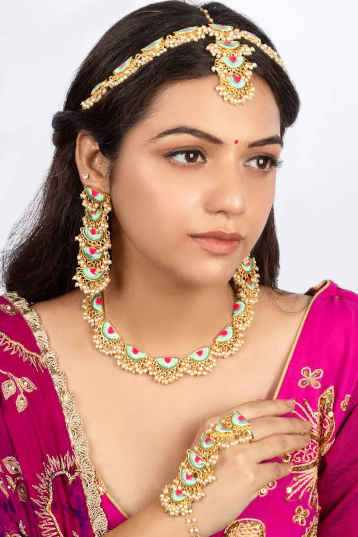 Bauble Bazaar Gold Plated Scalloped Hand Harness