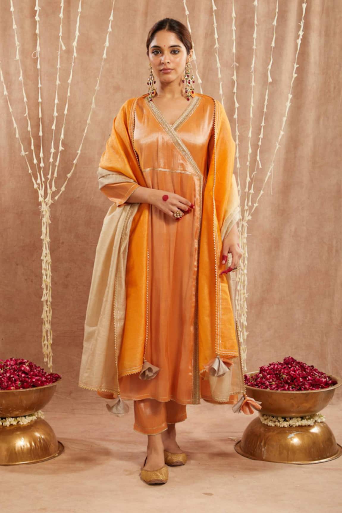Nero India Gota Zari Embellished Angarkha Kurta Set 