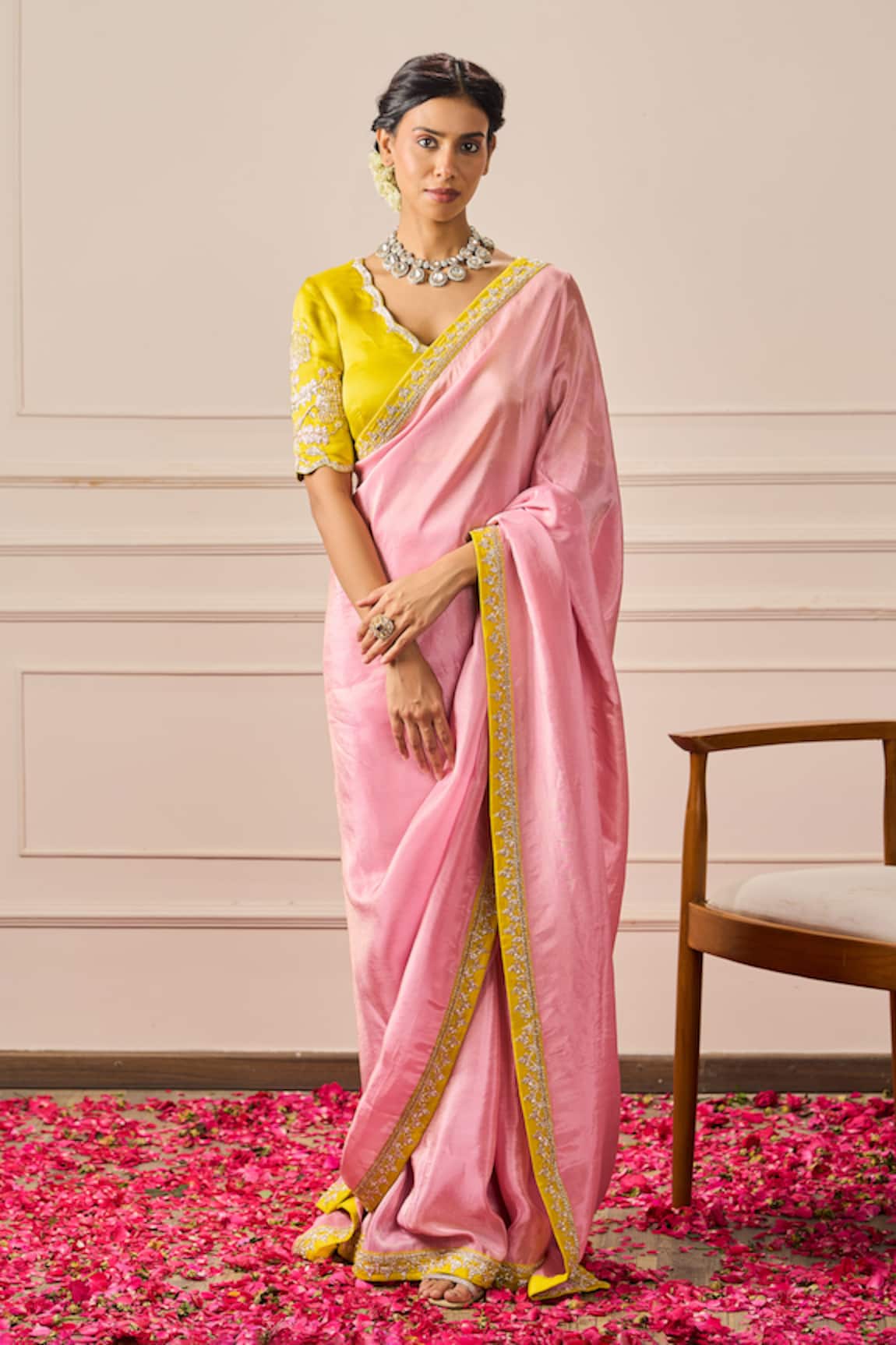 Issa Studio By Chetana & Swathi Zari Embroidered Pink Saree Set