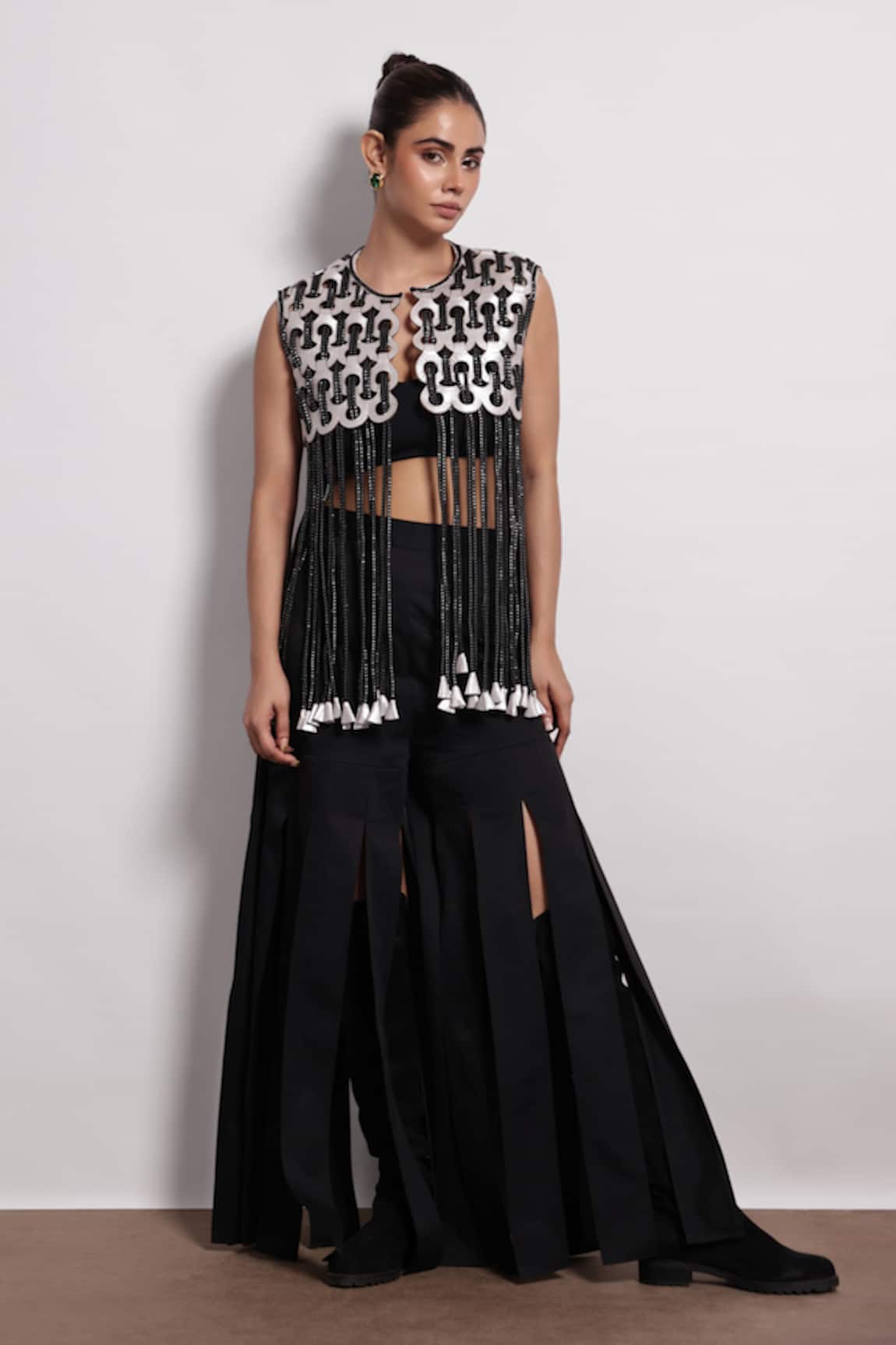 Devina Juneja Black Silver Cord Dori Jacket