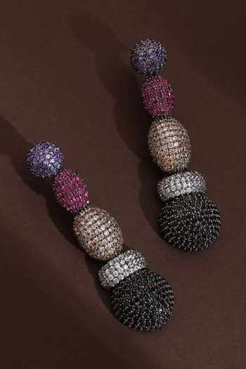 Swabhimann Rhodium Plated Zirconia Dangler Earrings 