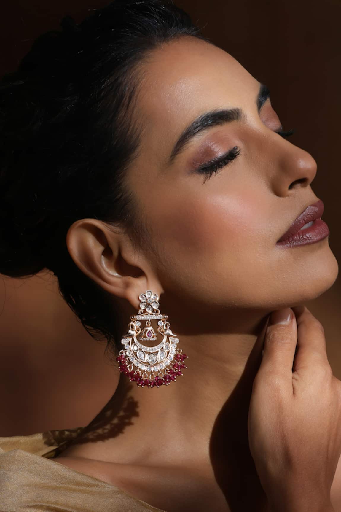 Swabhimann Polki Blossom Chandbali Earrings 