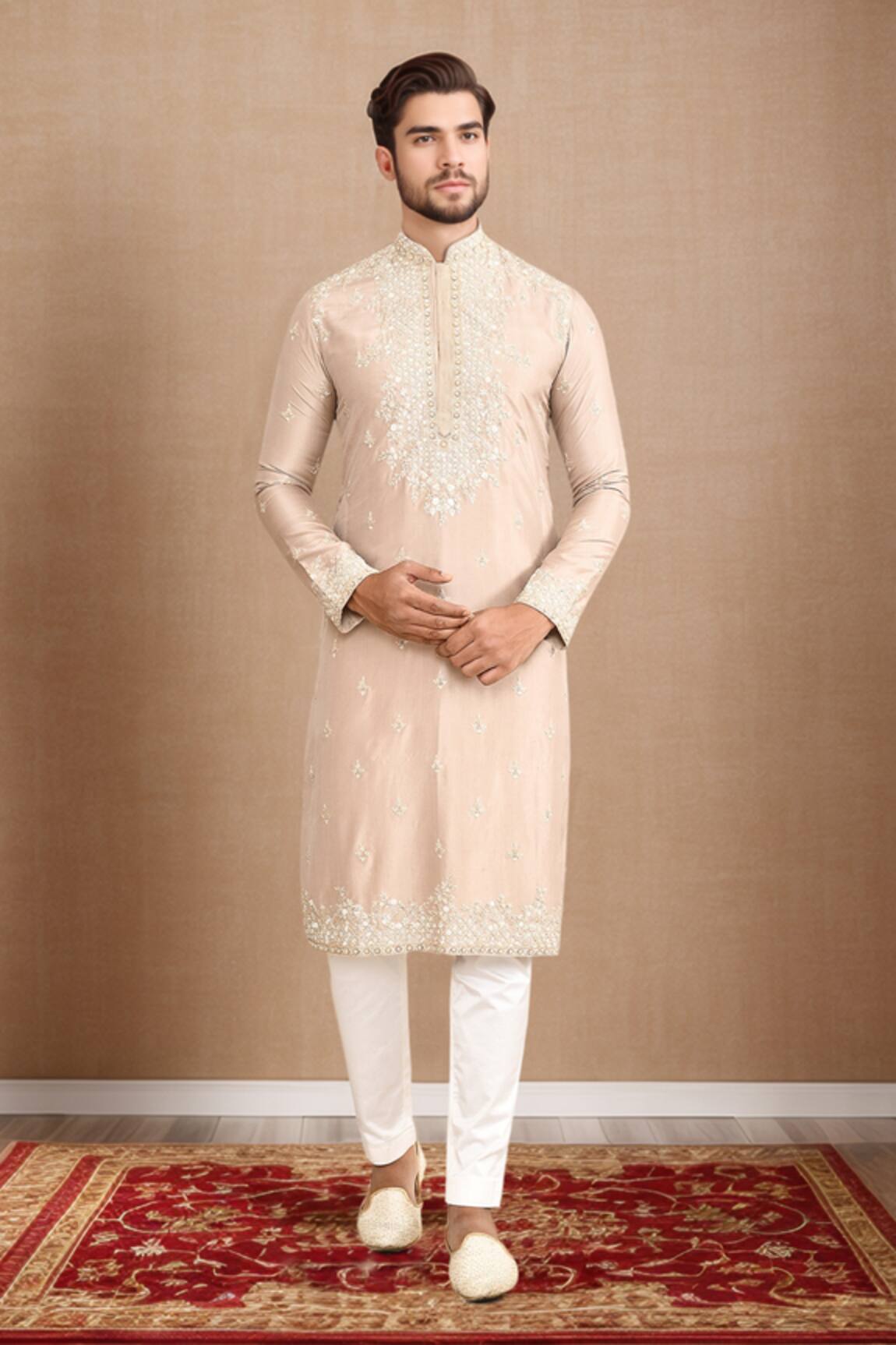 Kalighata Floral Embroidered Chanderi Kurta Set