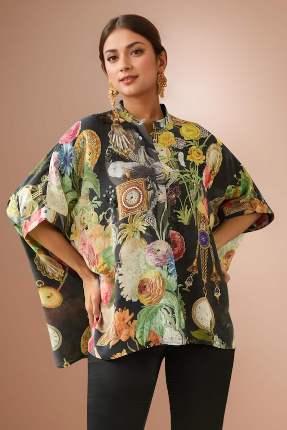 Pankaj & Nidhi Black Asymmetric Sequin Embellished Top 