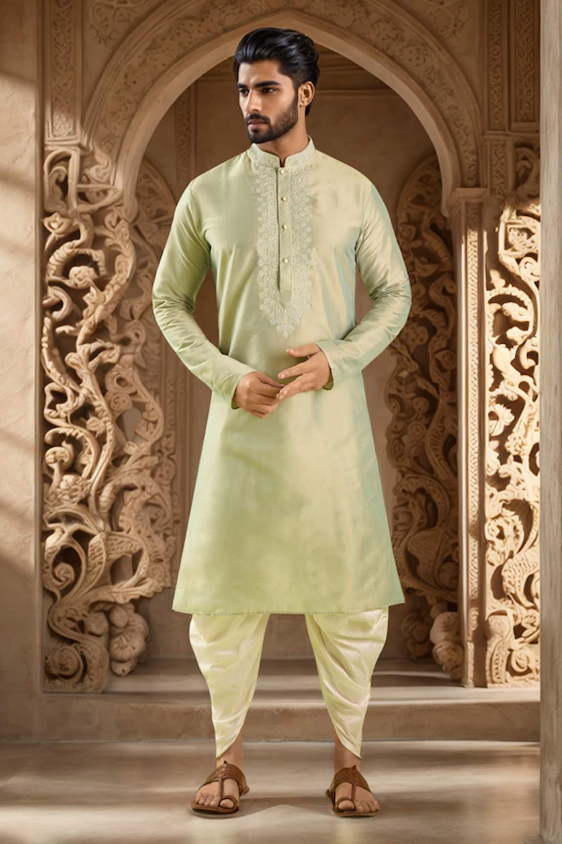 Samyukta Singhania Floral Embroidered Kurta Set With Patiala Pant 