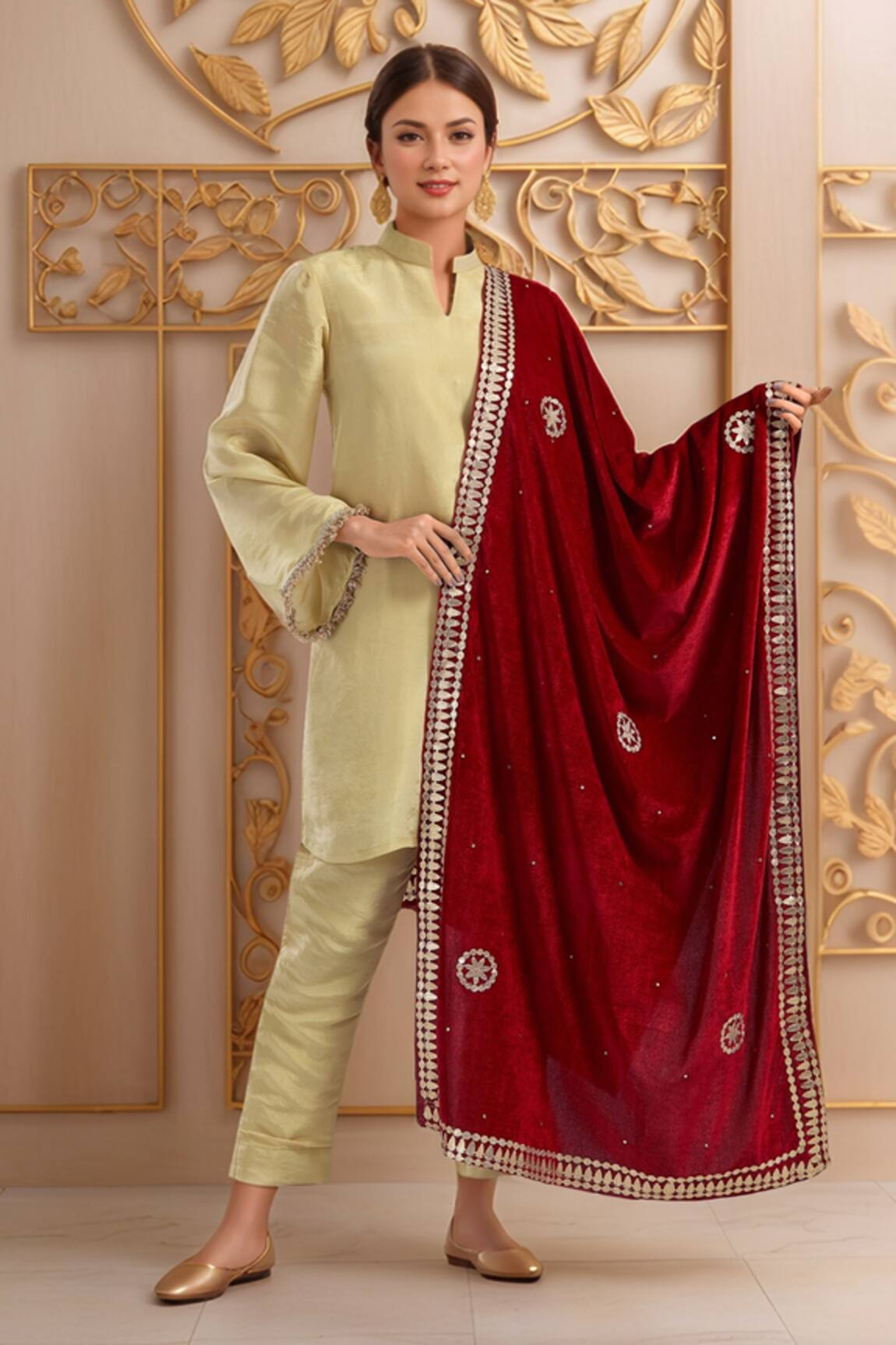 Samyukta Singhania Floral Embroidered Velvet Dupatta 