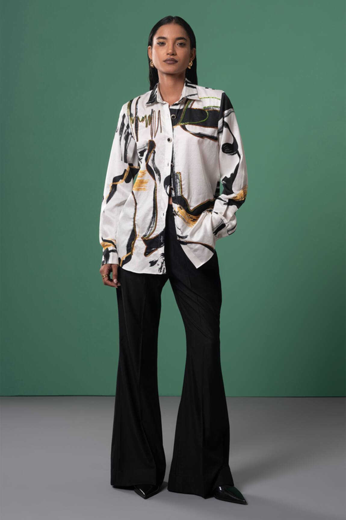Advait Abstract Print & Embroidered Shirt 