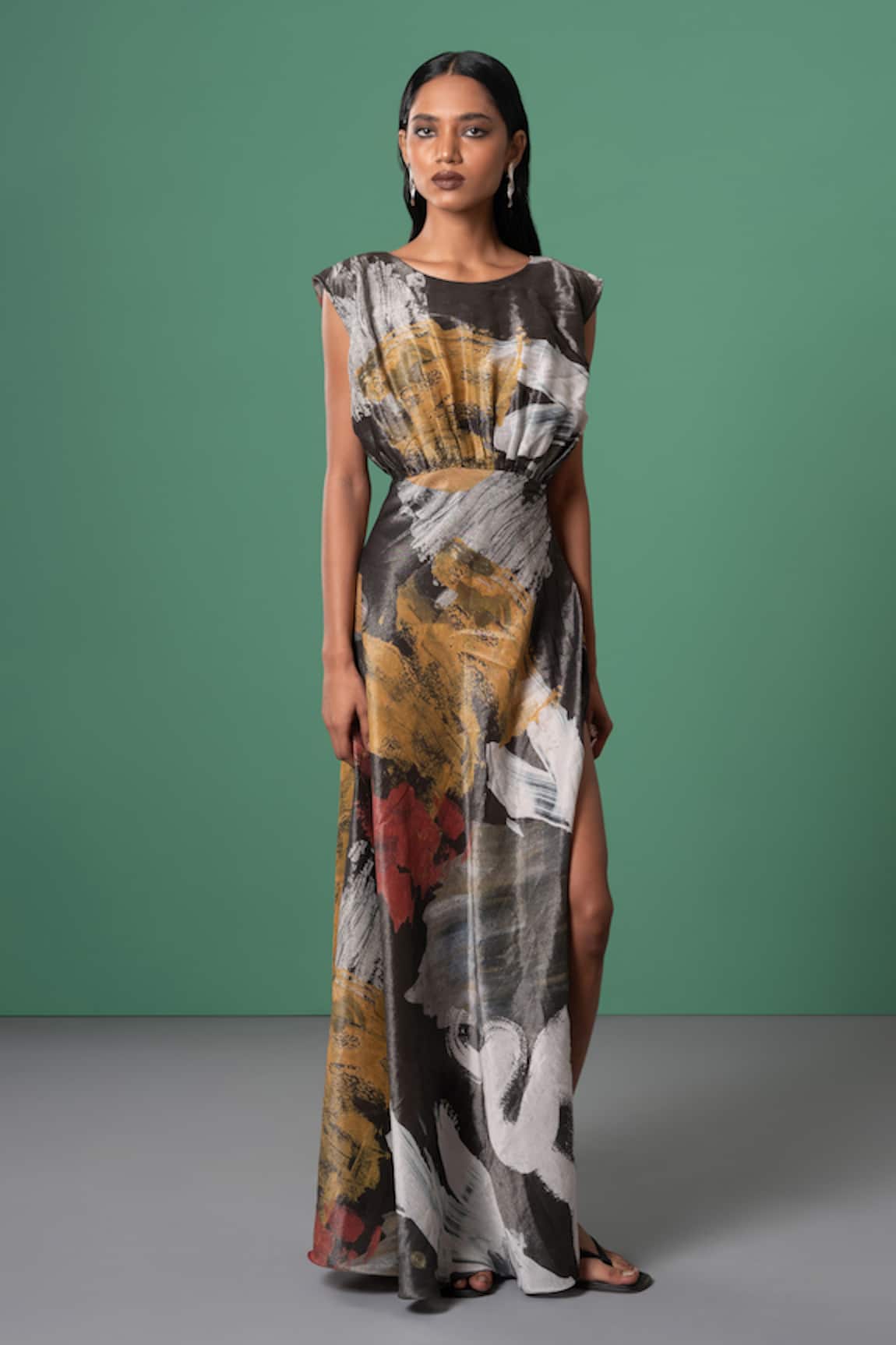 Advait Multi Color Galaxy Print Maxi Dress 