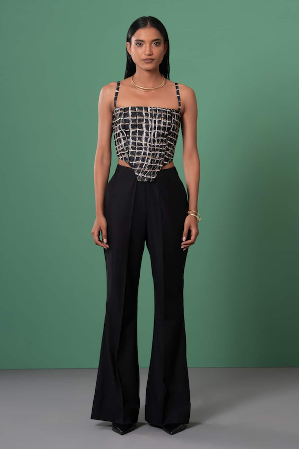 Advait Checkered Print Corset Top 