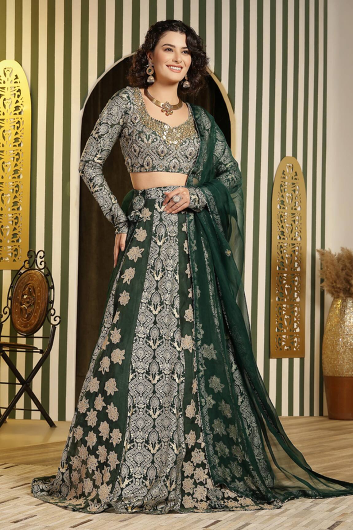 Soniya G Mughal Floral Embellished Lehenga Set