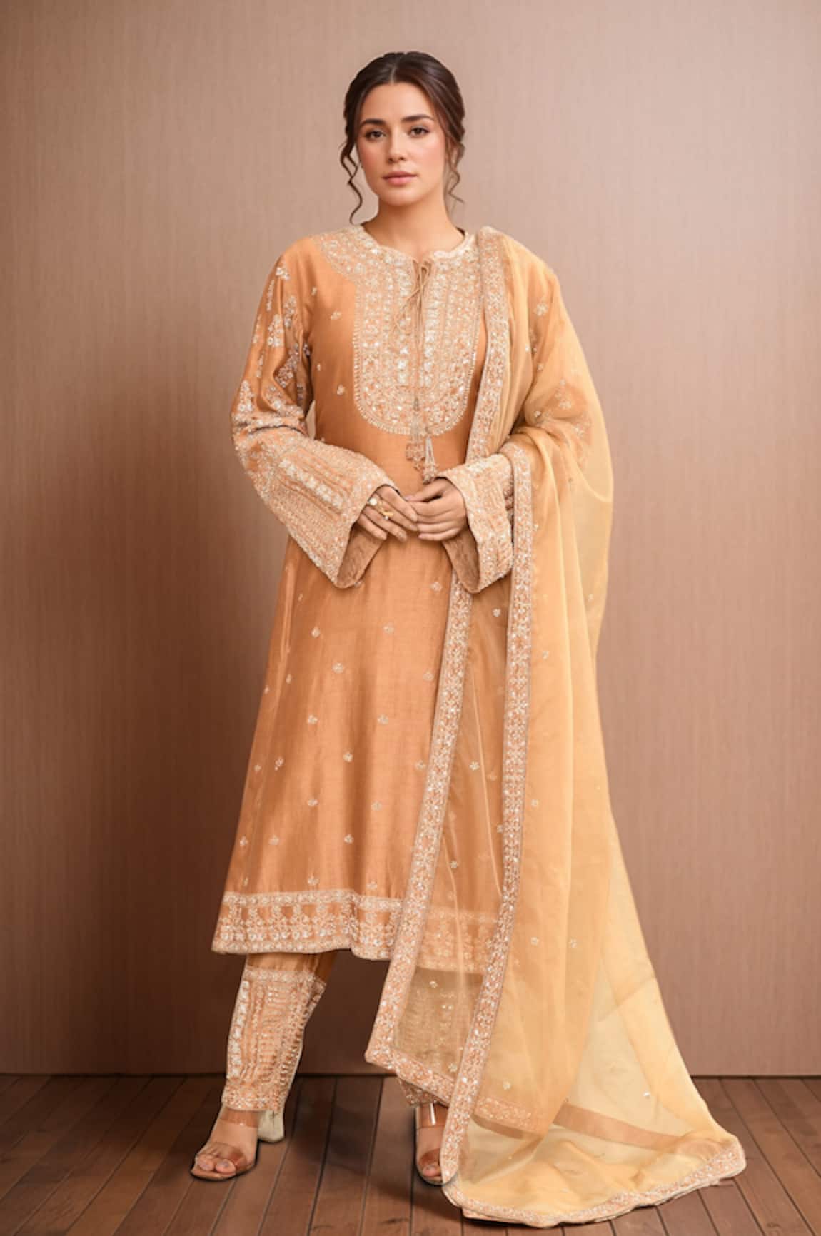 Kalighata Gold Hand Embroidered Kurta Set 