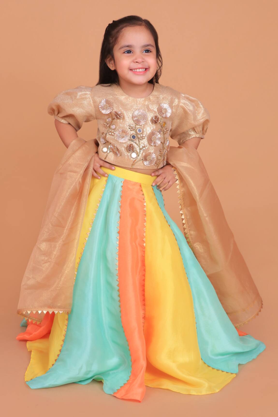 Turqidz By Shweta Aggarwal Floral Applique Lehenga Set 