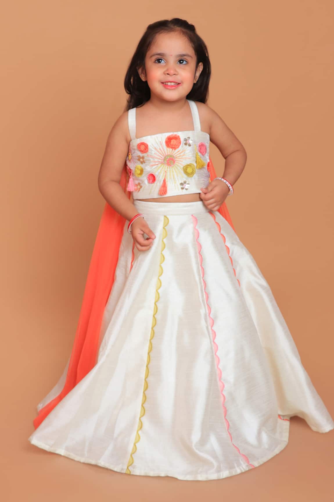 Turqidz By Shweta Aggarwal Off White Lehenga Set With Floral Embroidery 