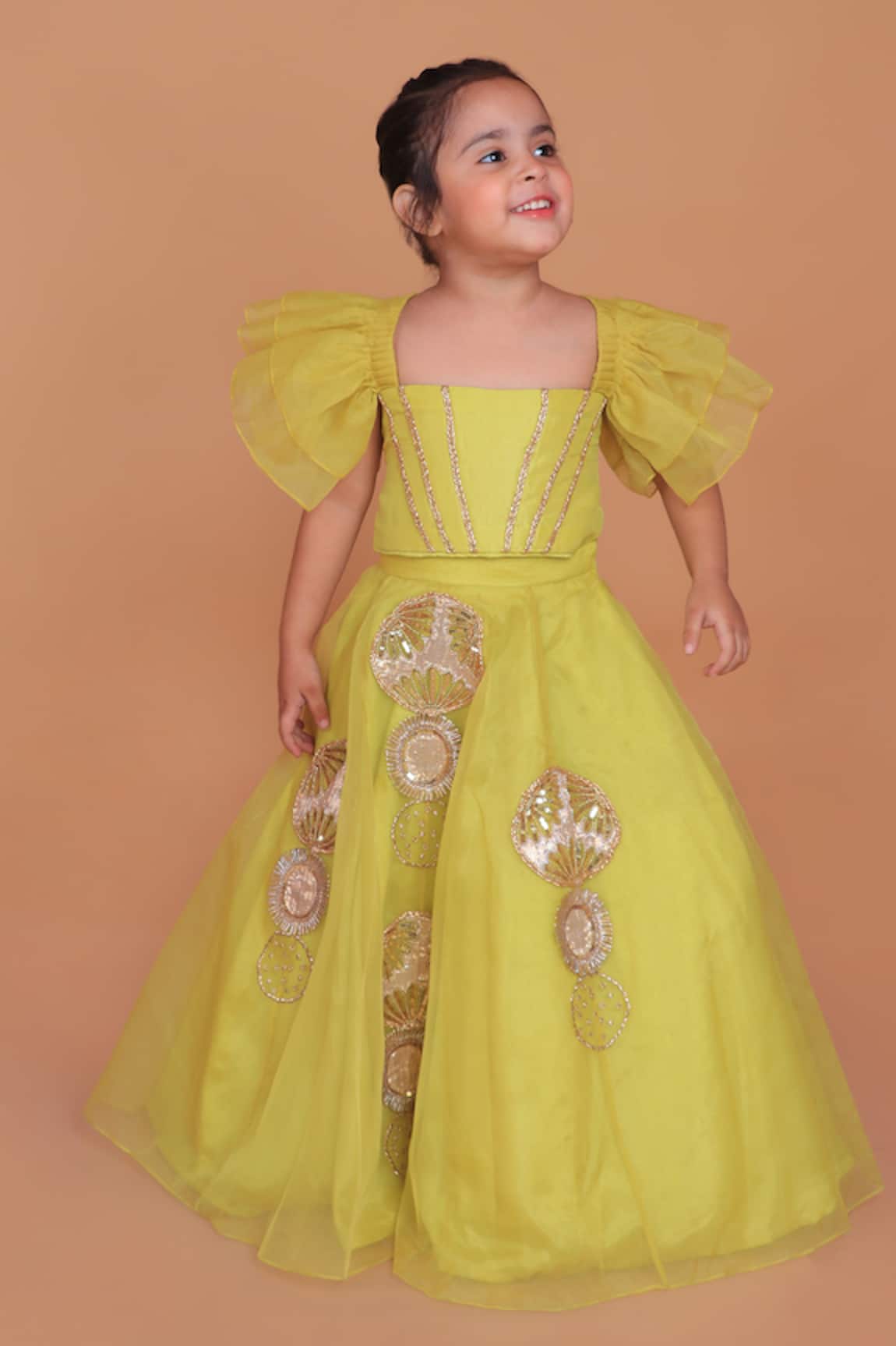 Turqidz By Shweta Aggarwal Yellow Gota Embroidered Lehenga Set 