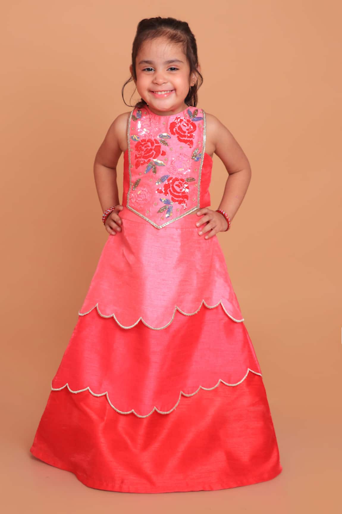 Turqidz By Shweta Aggarwal Layered Lehenga With Embroidered Blouse 