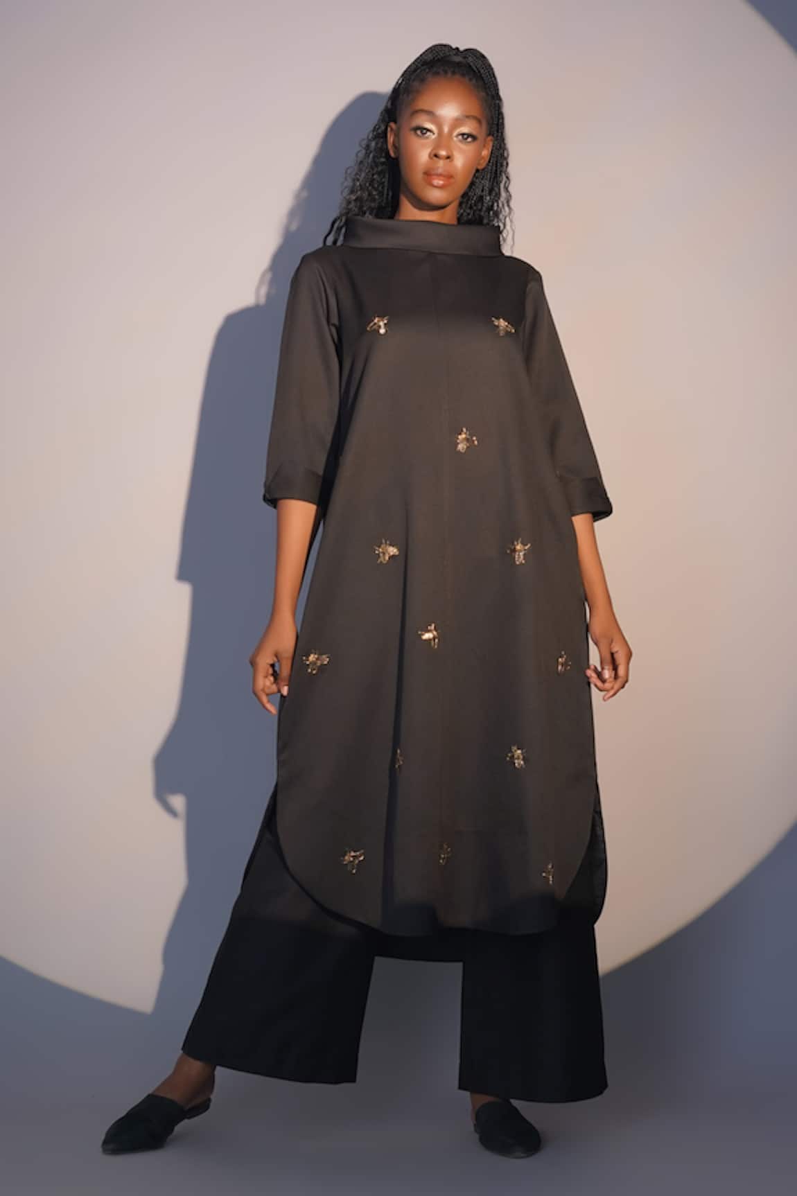 Taika By Poonam Bhagat Black Firefly Hand Embroidered Tunic