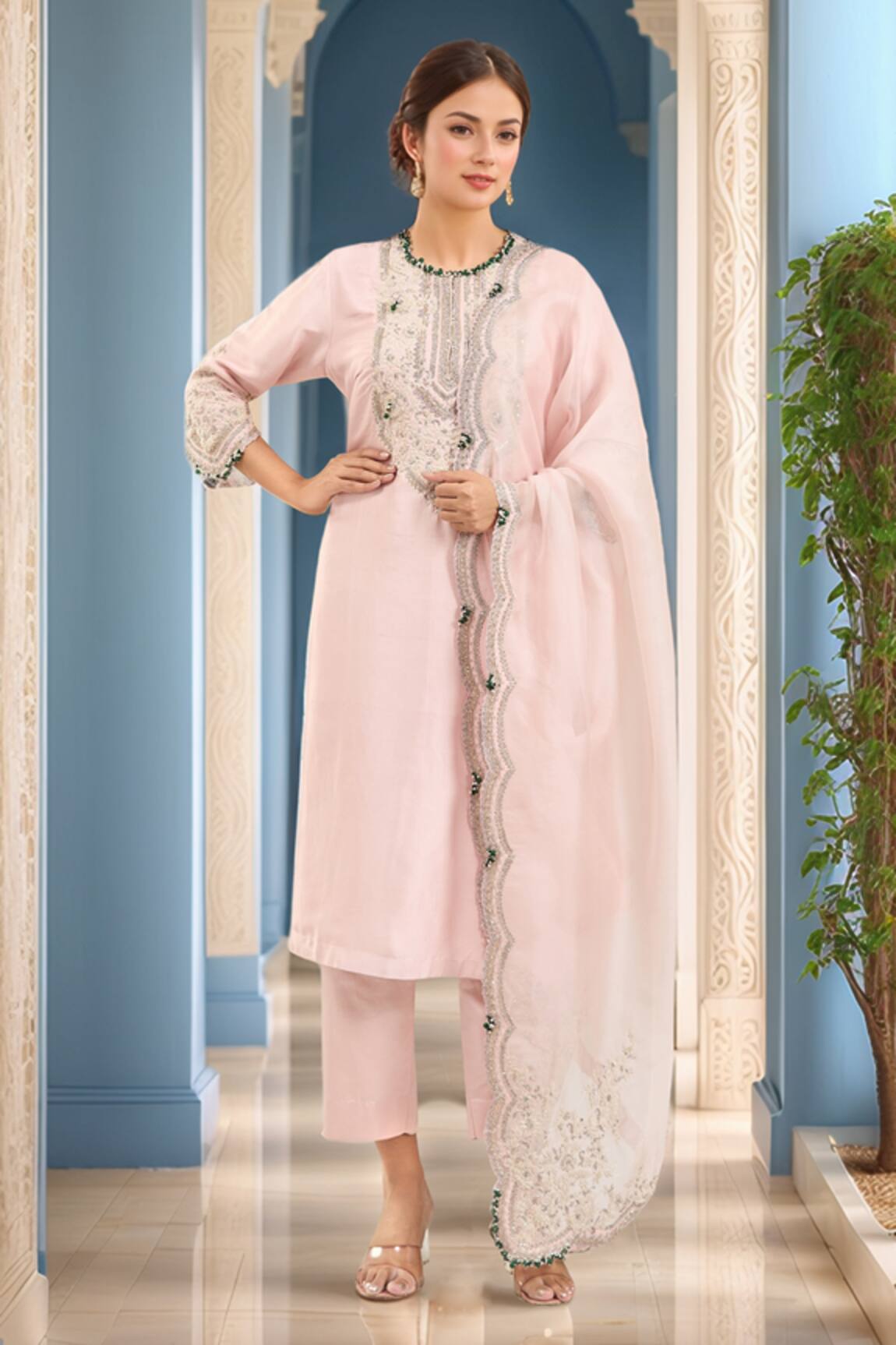 Prisho Floral Embroidered Kurta Set