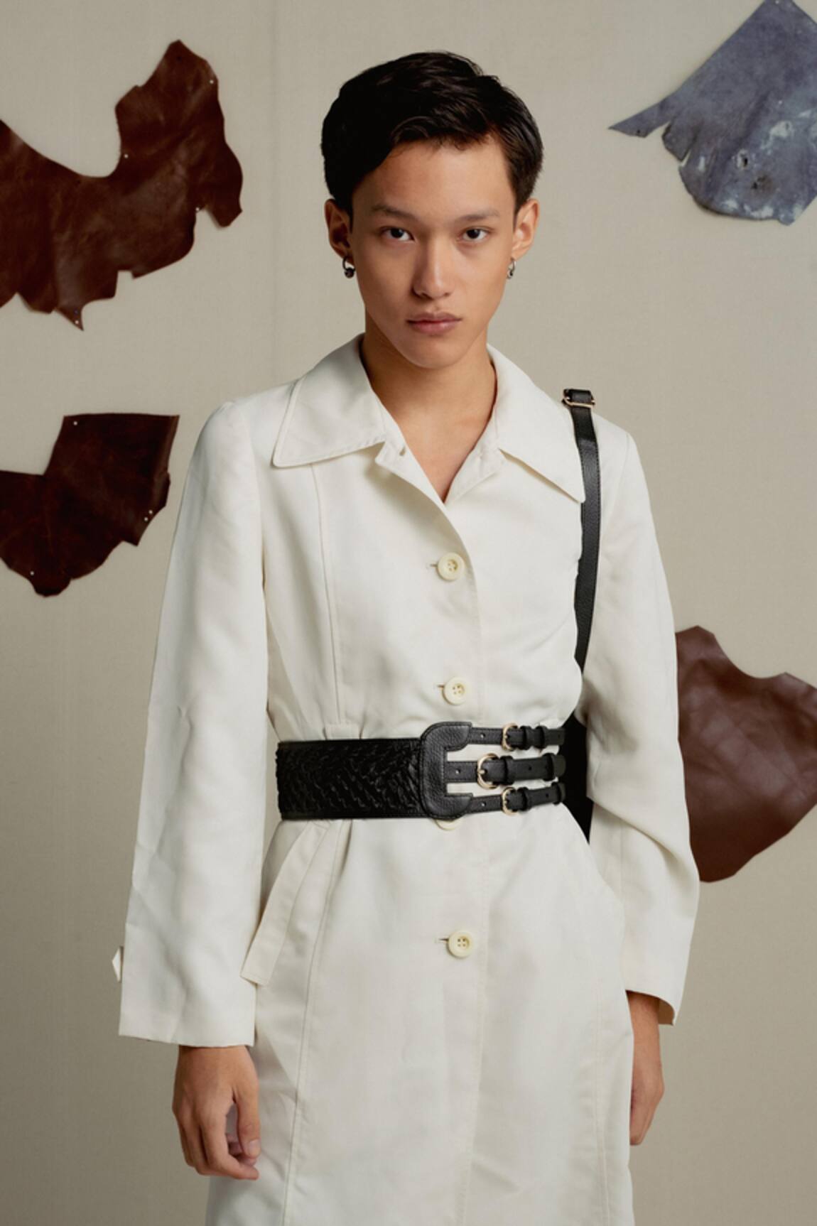 Econock Studio Textured Leather Belt With Triple Buckle 